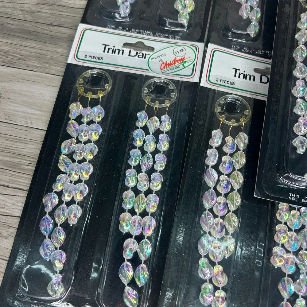 Vintage Christmas Ornaments Trim Icicle Drop Charm Dangles MCM Beaded